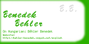 benedek behler business card